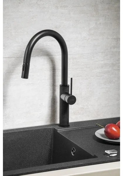 Sapho - Mosogatócsap kihúzható permetezővel FLAWO matt fekete