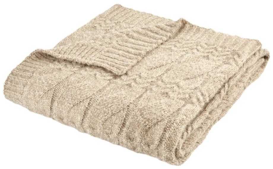 Bézs kötött takaró 150x200 cm Cable Knit – Bianca