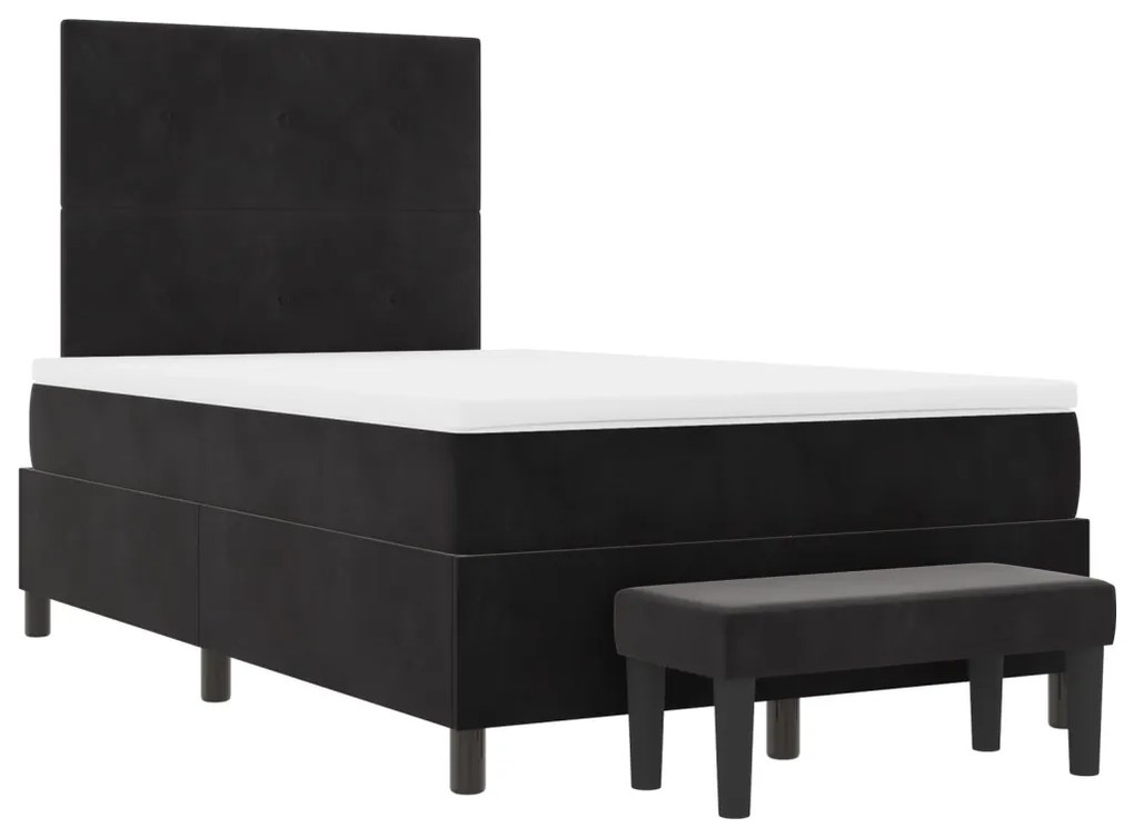 Boxspring Ágy Matraccal & Pad Fekete 120x190 cm Bársony