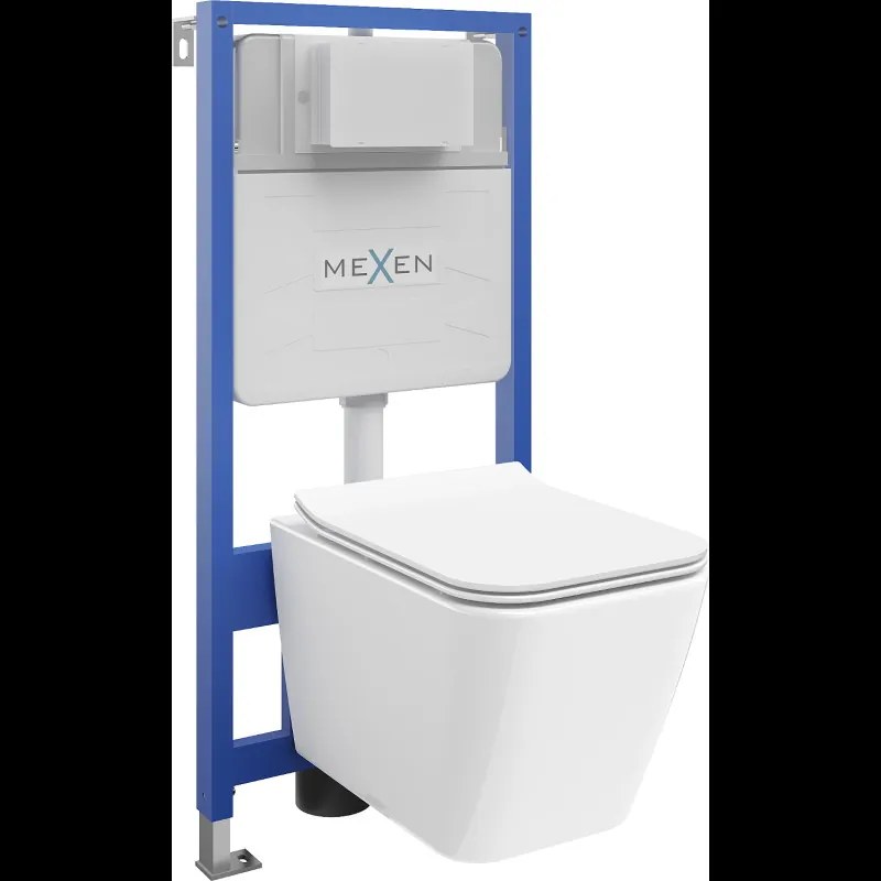 Mexen beépíthető Felix Slim WC váz WC csészével Cube és leeresztő automatikás ülőkével, Fehér - 61030924000