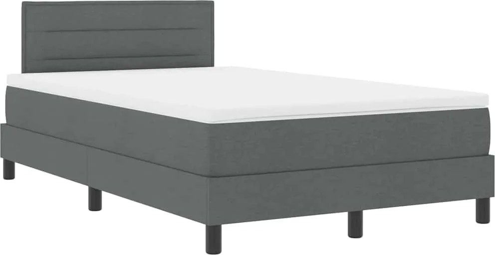 vidaXL Boxrugós ágy matracmal leddel Sötétszürke 120 x 190 cm szövet