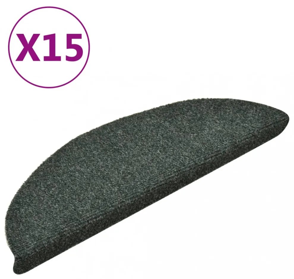 15 db zöld tűlyukasztott öntapadó lépcsőszőnyeg 56 x 17 x 3 cm