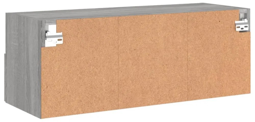 szürke sonoma színű szerelt fa fali TV-szekrény 80 x 30 x 30 cm