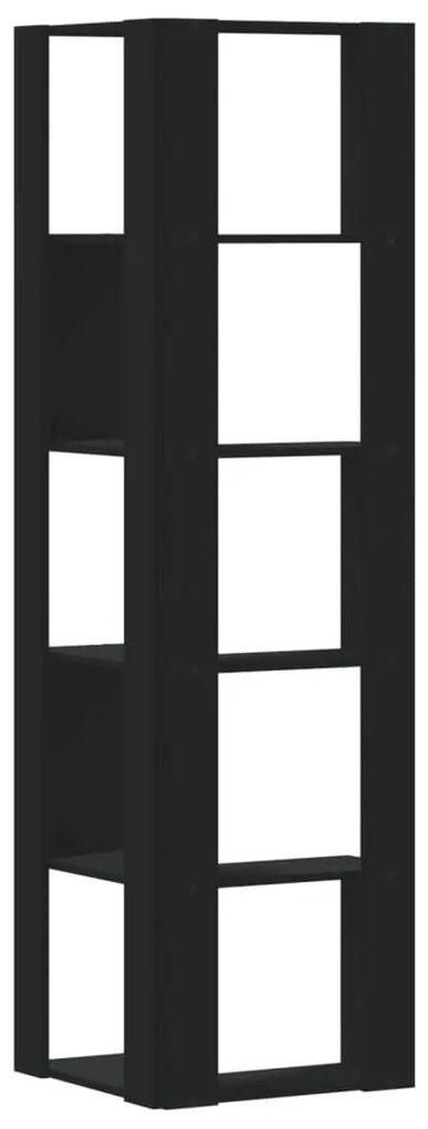 5 szintes fekete szerelt fa sarok könyvespolc 50 x 50 x 179 cm