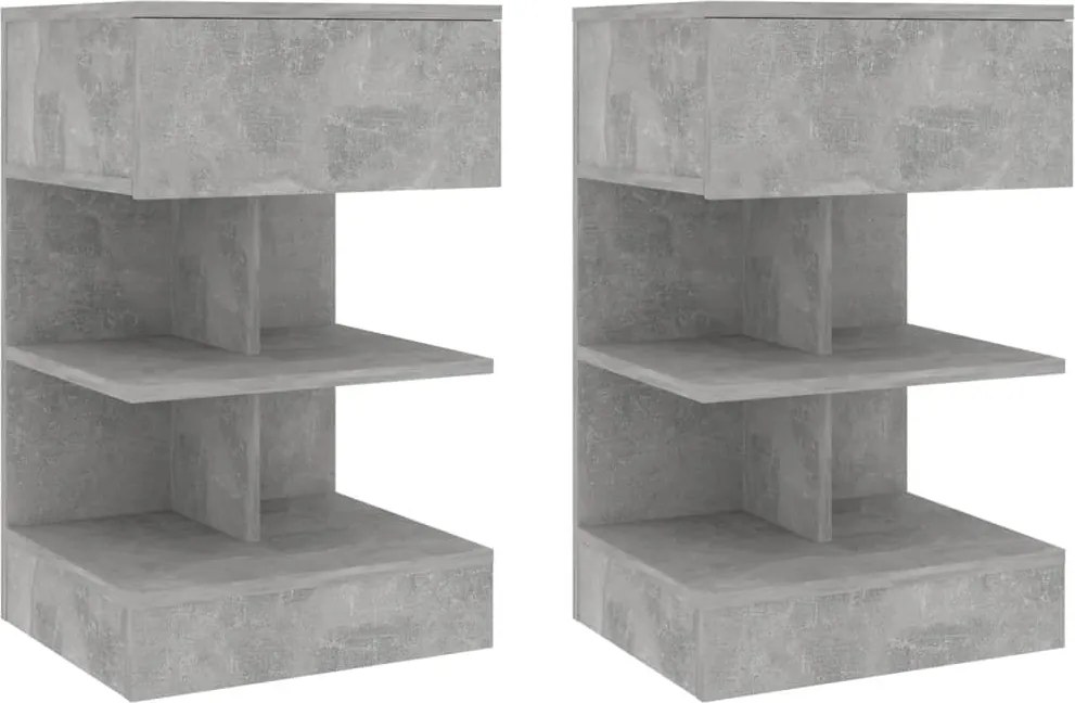 vidaXL 2 db betonszürke éjjeliszekrény 40 x 35 x 65 cm