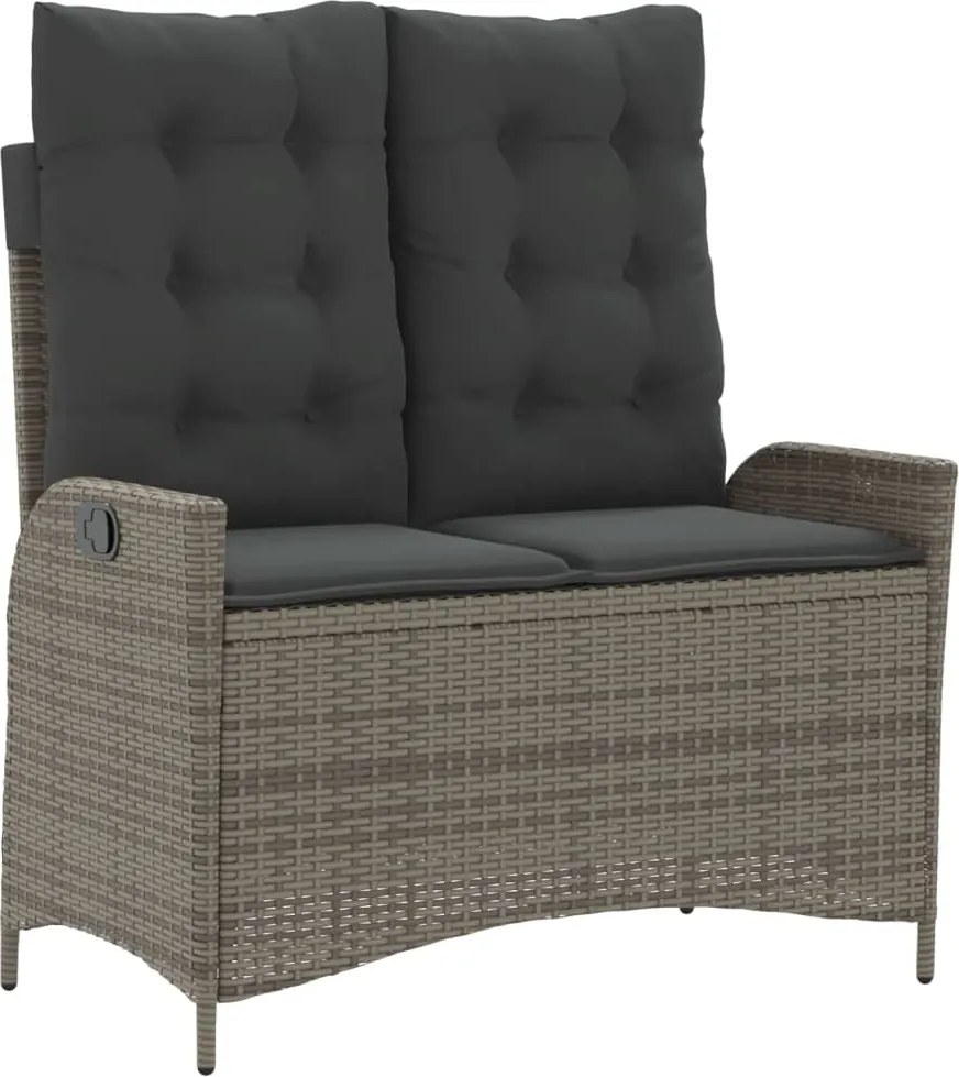 vidaXL szürke polyrattan dönthető kerti pad párnával
