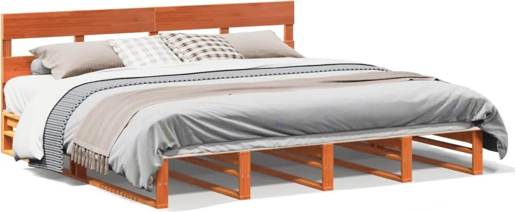 vidaXL viaszbarna tömör fenyőfa ágy matrac nélkül 180 x 200 cm