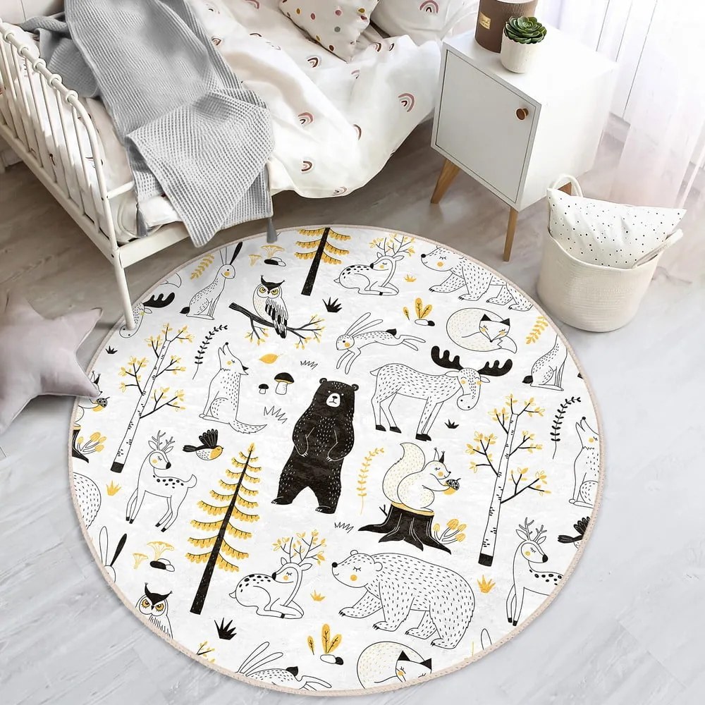 Sárga-fehér gyerek szőnyeg ø 120 cm Comfort – Mila Home