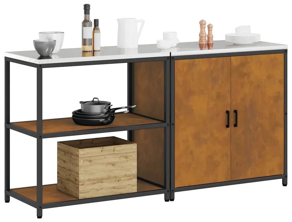 Konyhai Tároló Készlet polcokkal 2 pcs Rozsdás 180 x 50 x 92 cm