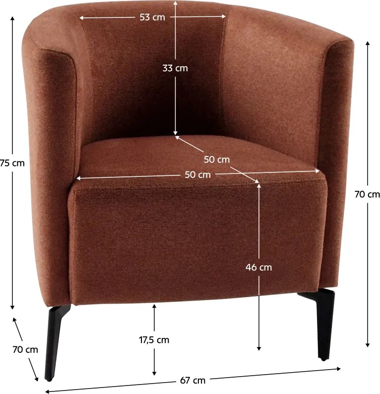 Design fotel, terrakotta/fekete, KAPY