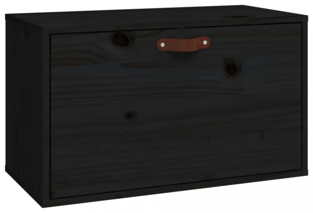 fekete tömör fenyőfa faliszekrény 60 x 30 x 35 cm