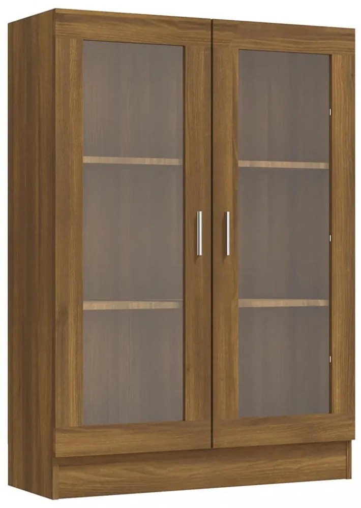 barna tölgyszínű szerelt fa vitrinszekrény 82,5x30,5x115 cm