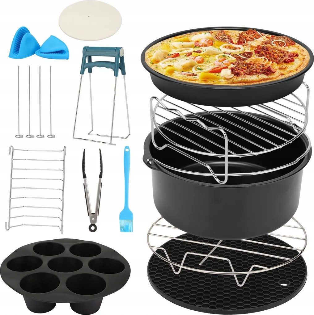 7 hüvelykes akcesoria airfryer olajsütőhöz, 13 részes készlet