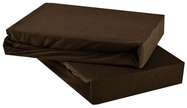 EMI sötétbarna 100% pamutjersey gumis lepedő, 200x200-as lap