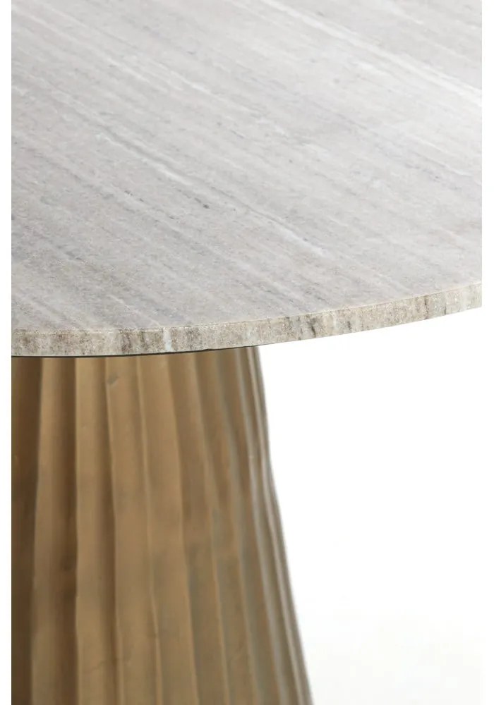 Bronzszínű-natúr színű kerek étkezőasztal márvány dekoros asztallappal ø 100 cm Rianne – Light & Living