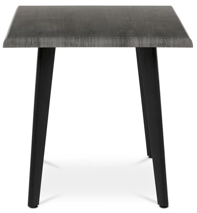 Masă de sufragerie, 130x80x75 cm, blat MDF, decor stejar gri, picioare metalice