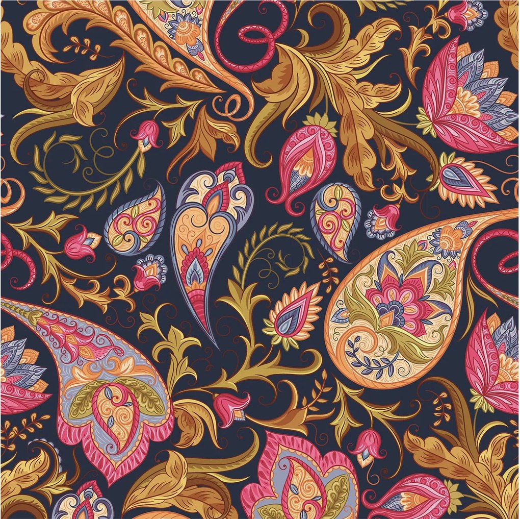 Dekoratív Fotótapéta Hálószobába Színes paisley 250x250