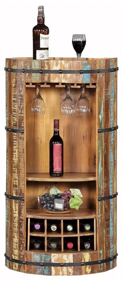 Natúr színű újrahasznosított fa bortartó szekrény, palackok száma 8, 60x115 cm Kaveri – Interia Home & Living