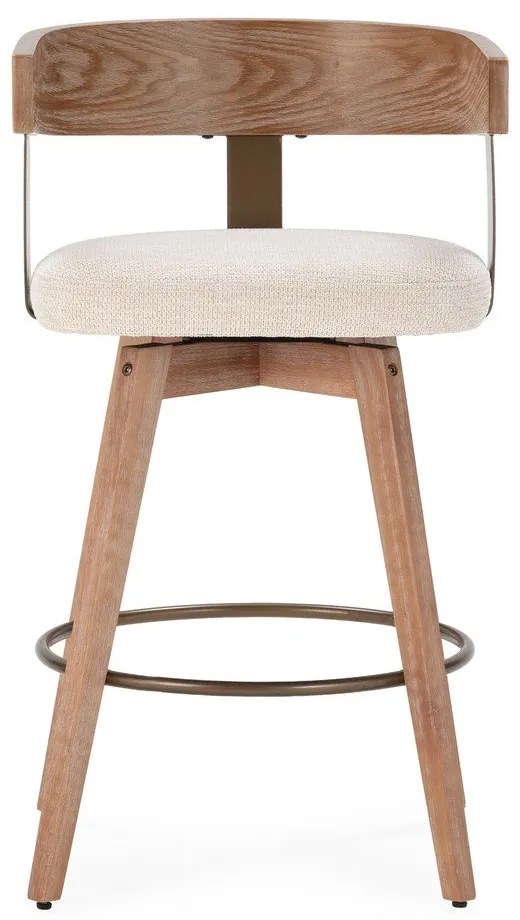 Krémszínű-natúr színű kárpitozott karfás bárszék szett 2 db-os Ilia – MOME