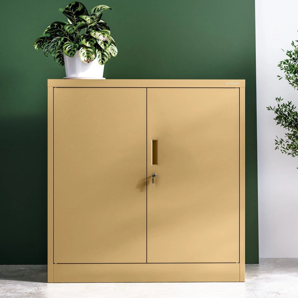 Alacsony fém irattartó szekrény BEATA, 900 x 930 x 400 mm, Fresh Style: bézs