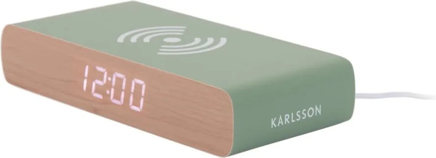 Digitális ébresztőóra vezeték nélküli töltővel Retro Flat LED – Karlsson