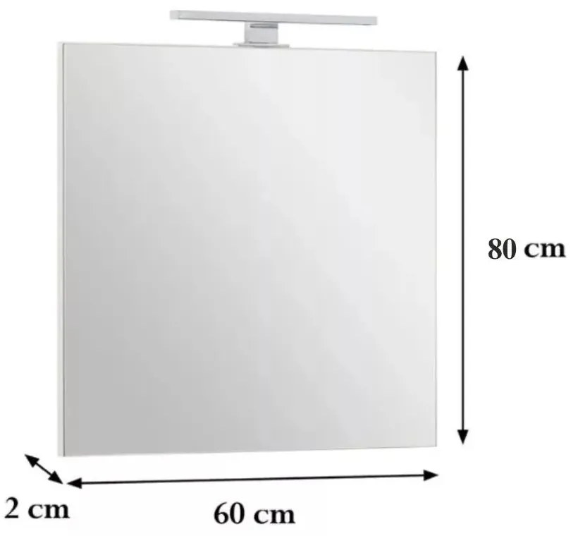 Viva AURA FIONA fürdőszoba tükör - LED 4,5 w-os 30cm-es világítással - ÁLLÓ - 60 x 80 cm