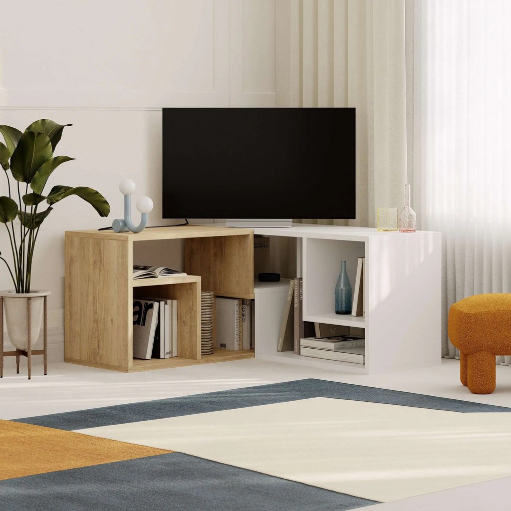 TV szekrény Glis - Sapphire Oak, White