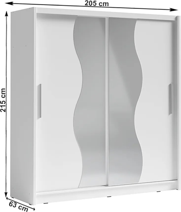 Szekrény tolóajtóval, fehér, BIRGAMO TYP 1