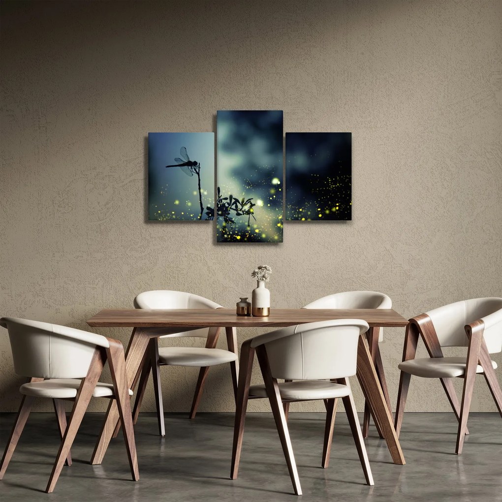 Kép - szitakötő a csillogó éjszakában (90x60 cm)