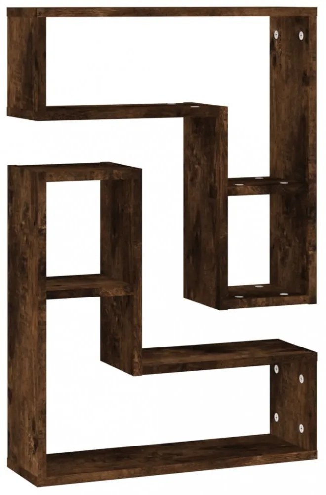 2 db füstös tölgy színű szerelt fa falipolc 50 x 15 x 50 cm