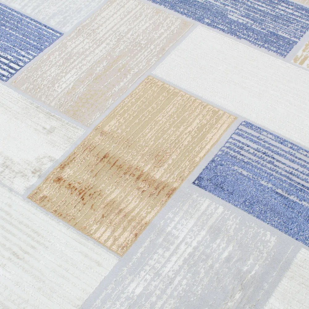 Modern szőnyeg szürke kék barna SAMI 140x200 gépi modern szőnyeg nappaliba vagy hálószobába