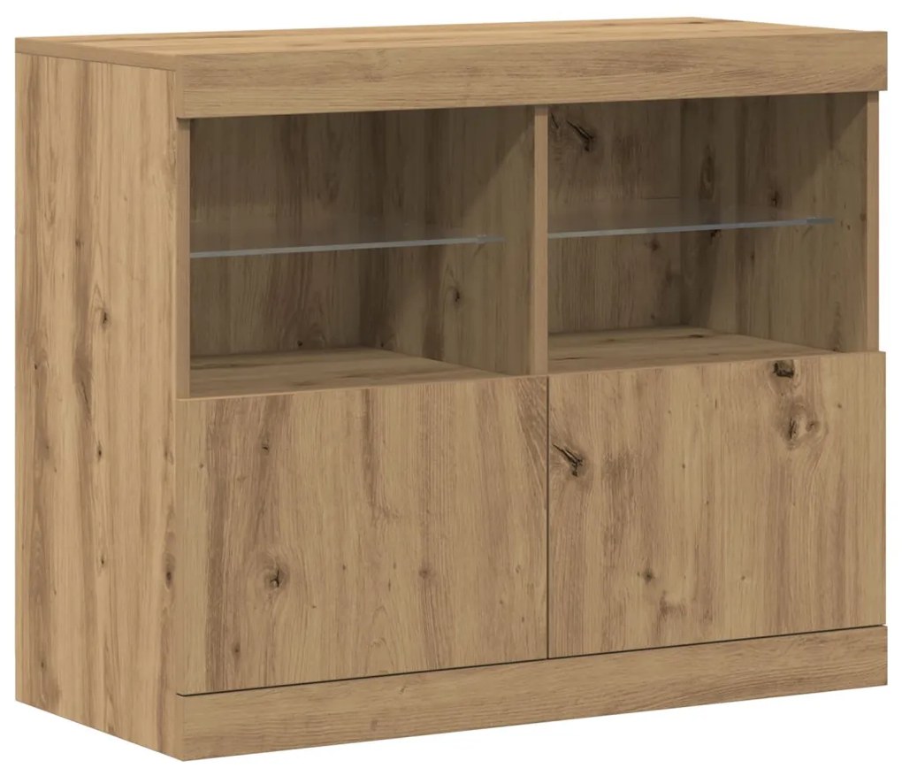 büfé LED világítással Kézműves tölgy 81x37x67 cm