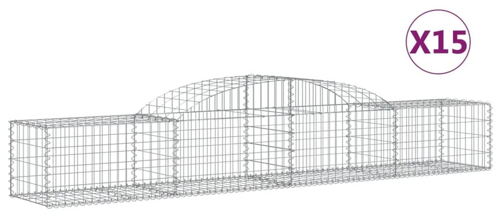 15 db íves horganyzott vas gabion kosár 300x50x40/60 cm