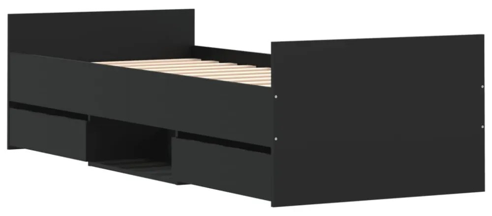 fekete ágykeret fej- és lábtámlával 75 x 190 cm