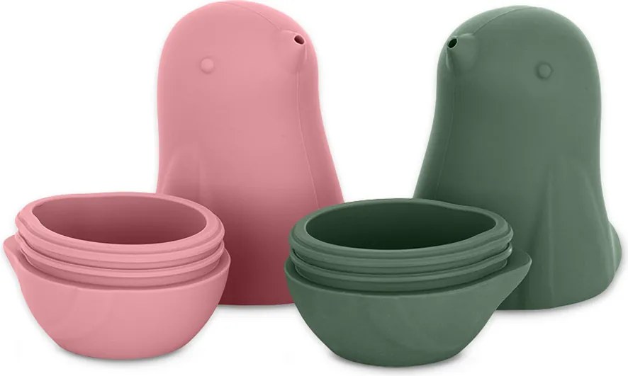 PETITE&MARS Szilikon fürdőjáték Love birds Rose Green 6hó+