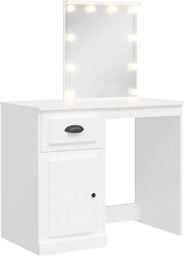 vidaXL fehér fésülködőasztal LED-lámpákkal 90x42x132,5 cm