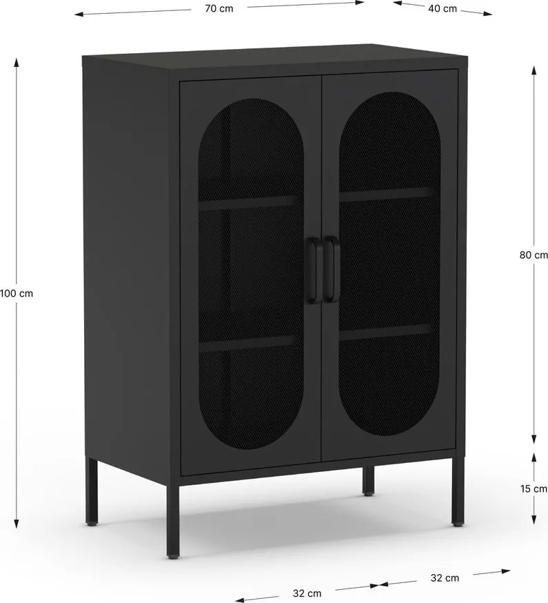 Fekete szekrény 70x100 cm Diora – Marckeric