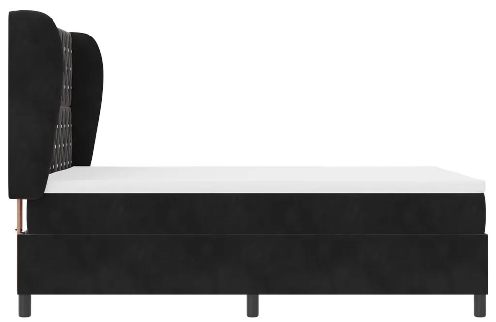 Boxspring Ágy Matrac nélkül Fekete 140x200 cm Bársony