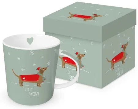 Karácsonyi kutyás porcelán bögre 400 ml Let it snow