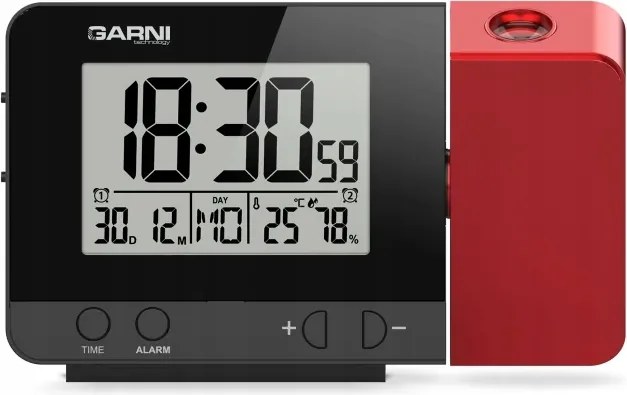Digitális ébresztőóra idő- és beltéri hőmérséklet-kivetítéssel Garni 140R
