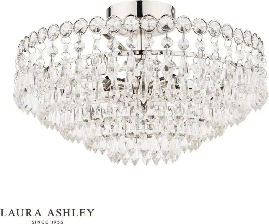 LAURA ASHLEY 3756041-Q ENID Kristály Mennyezeti Lámpa Polírozott Nikkel, Átlátszó G9 IP20