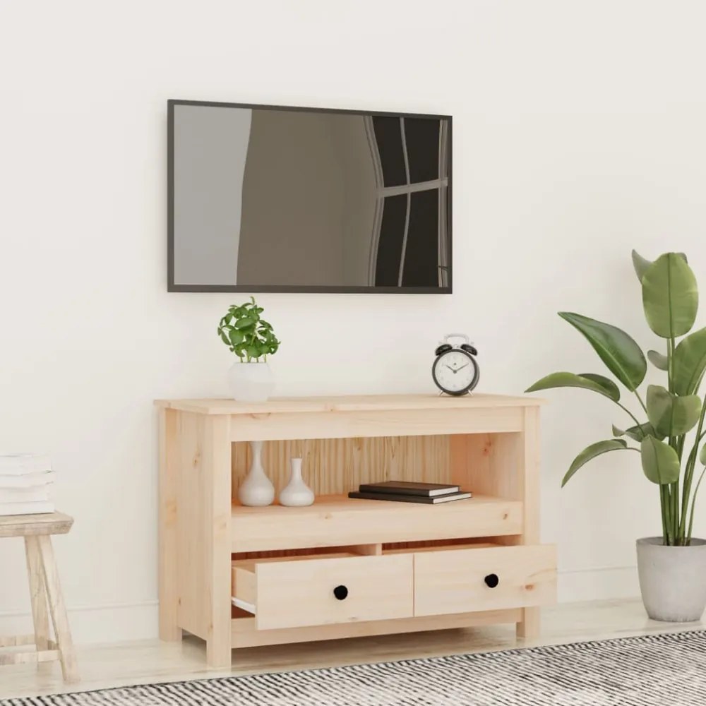 tömör fenyőfa TV-szekrény 79 x 35 x 52 cm