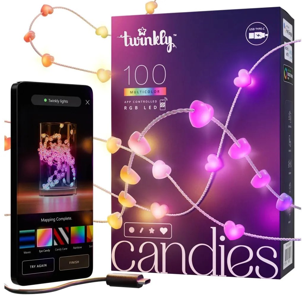 Twinkly TWKH100RGB-T - LED RGB Dimmelhető karácsonyi lánc 100xLED 8 m USB Wi-Fi