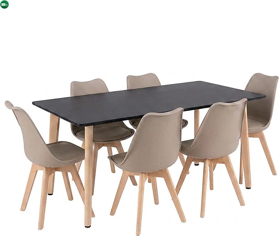 Silla 150 6+1 étkező garnitúra fekete-bézs