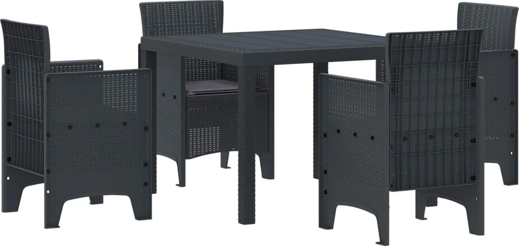 vidaXL Kert étkező szett 5 pcs Antracit Polipropilén