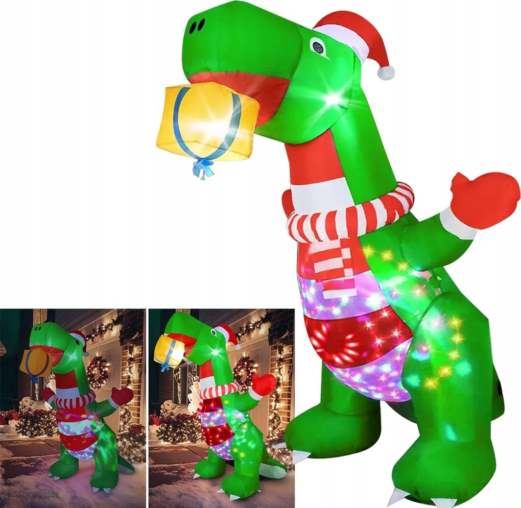 Elektromosan Felfújható Dinoszaurusz Karácsonyi Led Kerti Dekoráció 240 cm