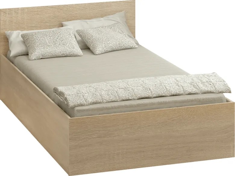 Ágy fém ráccsal és tárolóhellyel, 120x200, sonoma tölgy, DOLI