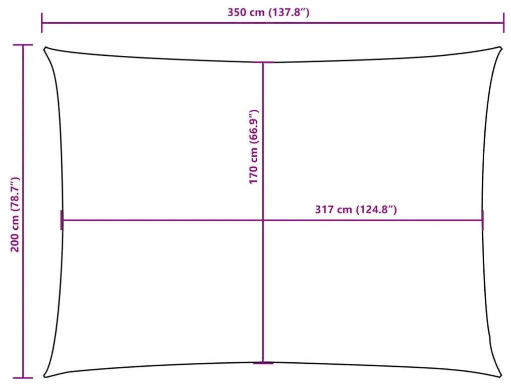 krémszínű téglalap alakú oxford-szövet napvitorla 2 x 3,5 m