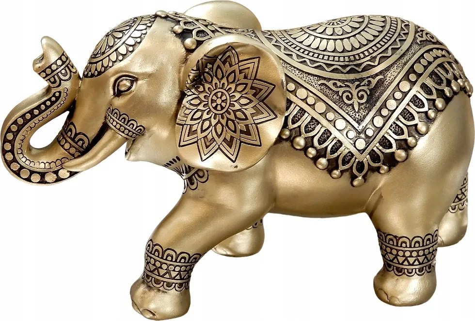 Elefánt Arany Figura Keleti Díszítéssel Ajándék Szerencse Születésnap