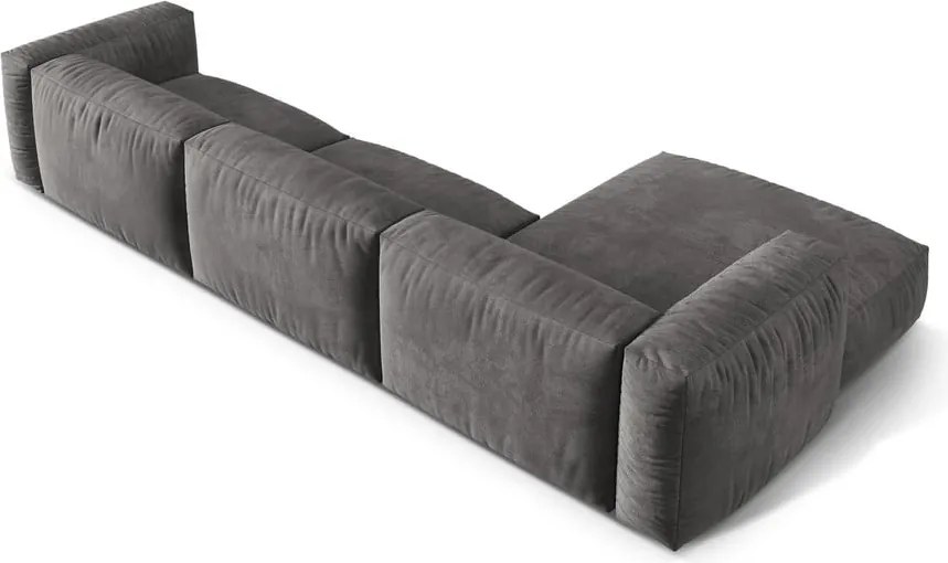 Szürke bársony moduláris sarokkanapé (bal oldali-heverő résszel) Martina – Micadoni